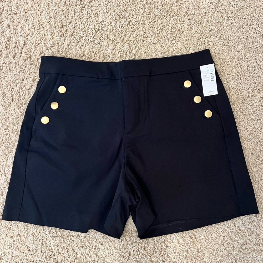 Maurices Black High Waist Shorts with Gold Accents